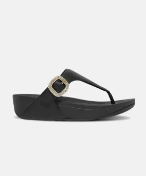 FitFlop Lulu Crystal Buckle Leather Toe Post Sandals Black FitFlop Lulu Crystal Buckle Leather Toe Post Sandals Black