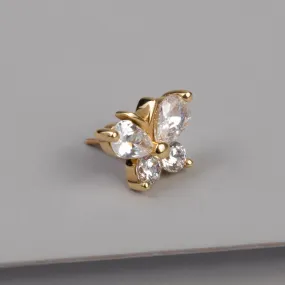 Flutter Diamante 14K Solid Gold Front Earring Stud Flutter Diamante 14K Solid Gold Front Earring Stud