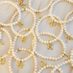 Freshwater Pearl Initial Charm Bracelet Freshwater Pearl Initial Charm Bracelet