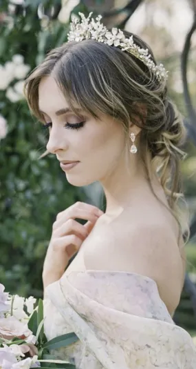 GENEVIEVE Gilded Blossoms Bridal Crown Heavily Adorned with with Genuine Rubies GENEVIEVE Gilded Blossoms Bridal Crown Heavily Adorned with with Genuine Rubies