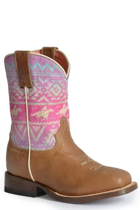 Girls Roper Waxy Tan Western Square Toe Boot Girls Roper Waxy Tan Western Square Toe Boot