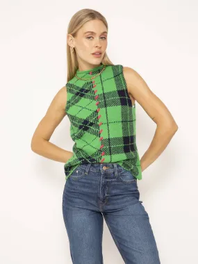 Goldie Plaid Sleeveless Mockneck Goldie Plaid Sleeveless Mockneck