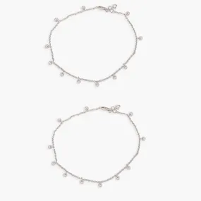 Halo Delicate CZ Silver Anklets Halo Delicate CZ Silver Anklets