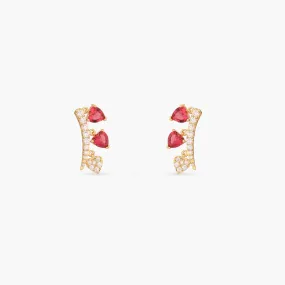 Heart CZ Charm Silver Cuff Earrings Heart CZ Charm Silver Cuff Earrings