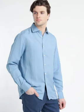 Infinity Blue Silk-Linen Shirt Infinity Blue Silk-Linen Shirt