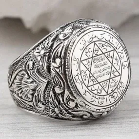 Islamic Five-pointed Star Astronomical Figure Ring Good Luck Amulet with name of Prophets Islamic Five-pointed Star Astronomical Figure Ring Good Luck Amulet with name of Prophets