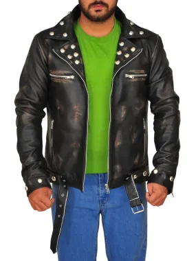 Men Distressed Brown Snake Jacket Men Distressed Brown Snake Jacket