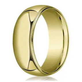 Men's Designer Wedding Ring in 18K Yellow Gold with Milgrain | 7mm Men's Designer Wedding Ring in 18K Yellow Gold with Milgrain | 7mm
