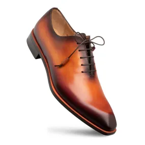 Mezlan Dietro New Tan Whole Cut Angular Patina-Finish Calfskin Oxford Shoes Mezlan Dietro New Tan Whole Cut Angular Patina-Finish Calfskin Oxford Shoes