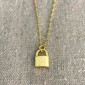 Mini Padlock Initial Necklace Mini Padlock Initial Necklace