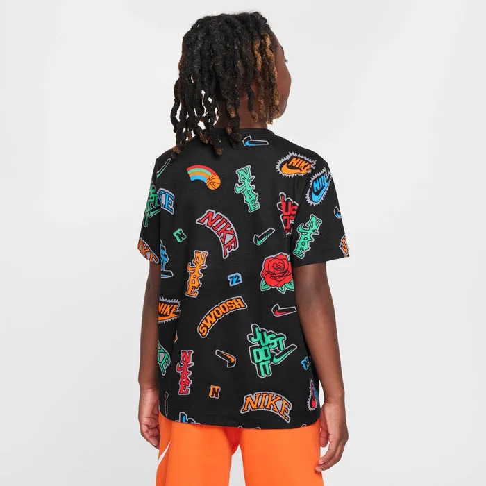 NIKE KID'S VARZITY ZOP BLACK TEE
