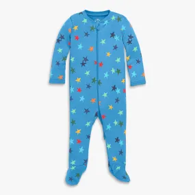 Organic zip footie in confetti stars Organic zip footie in confetti stars