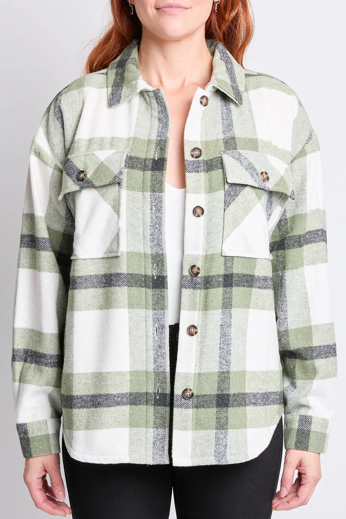 Oversized Plaid Flannel Shacket W/Sherpa Lining, Pack of 6 (Ship 10/31/24)