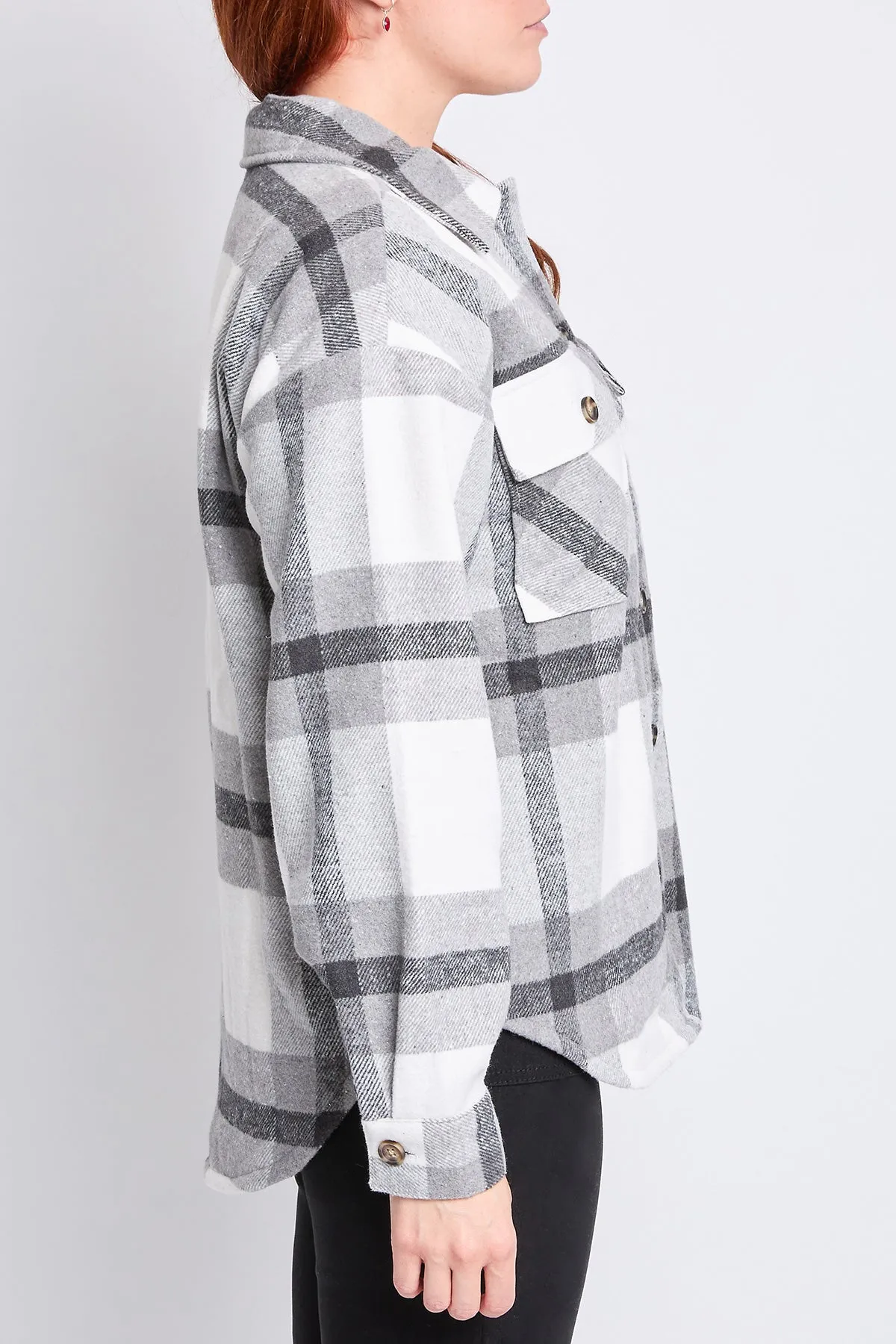 Oversized Plaid Flannel Shacket W/Sherpa Lining, Pack of 6 (Ship 10/31/24)