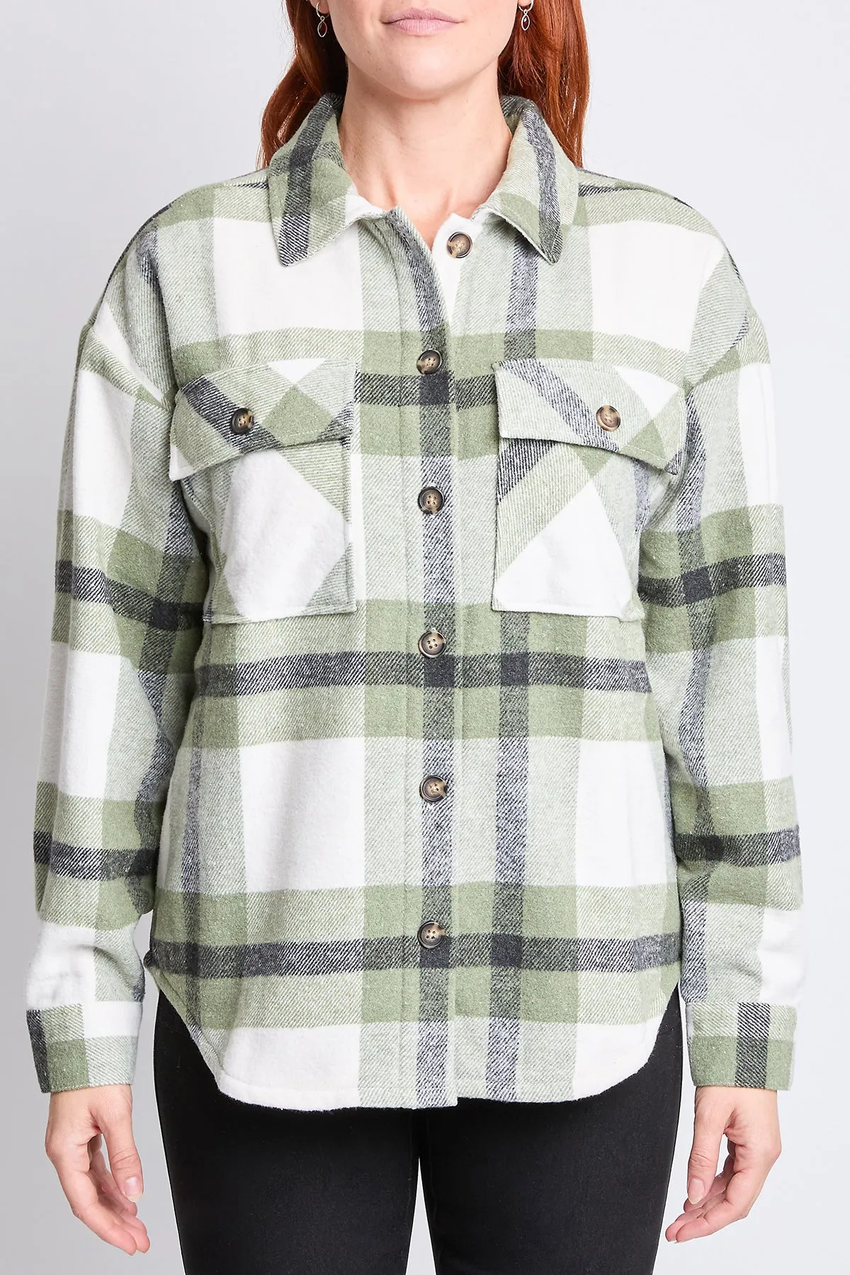 Oversized Plaid Flannel Shacket W/Sherpa Lining, Pack of 6 (Ship 10/31/24)