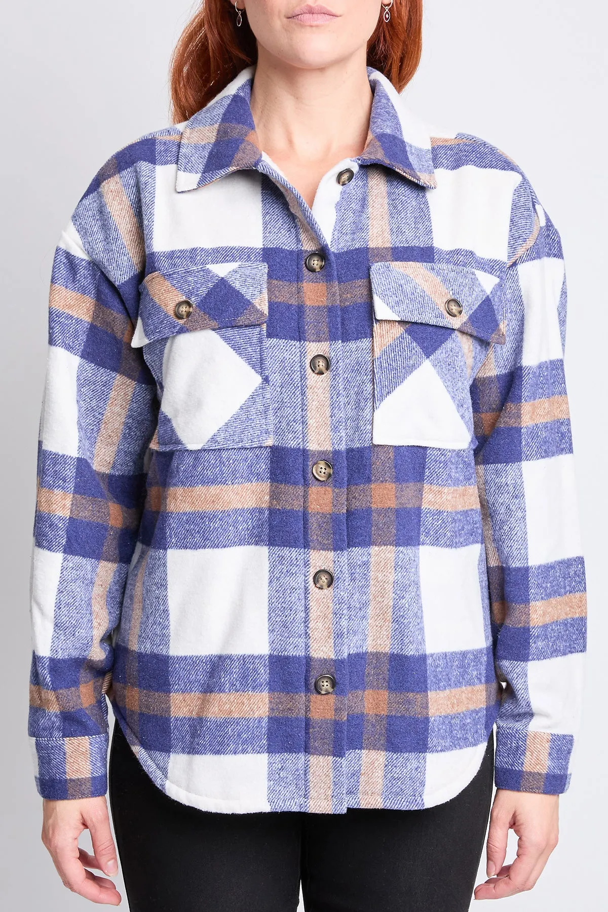 Oversized Plaid Flannel Shacket W/Sherpa Lining, Pack of 6 (Ship 10/31/24)