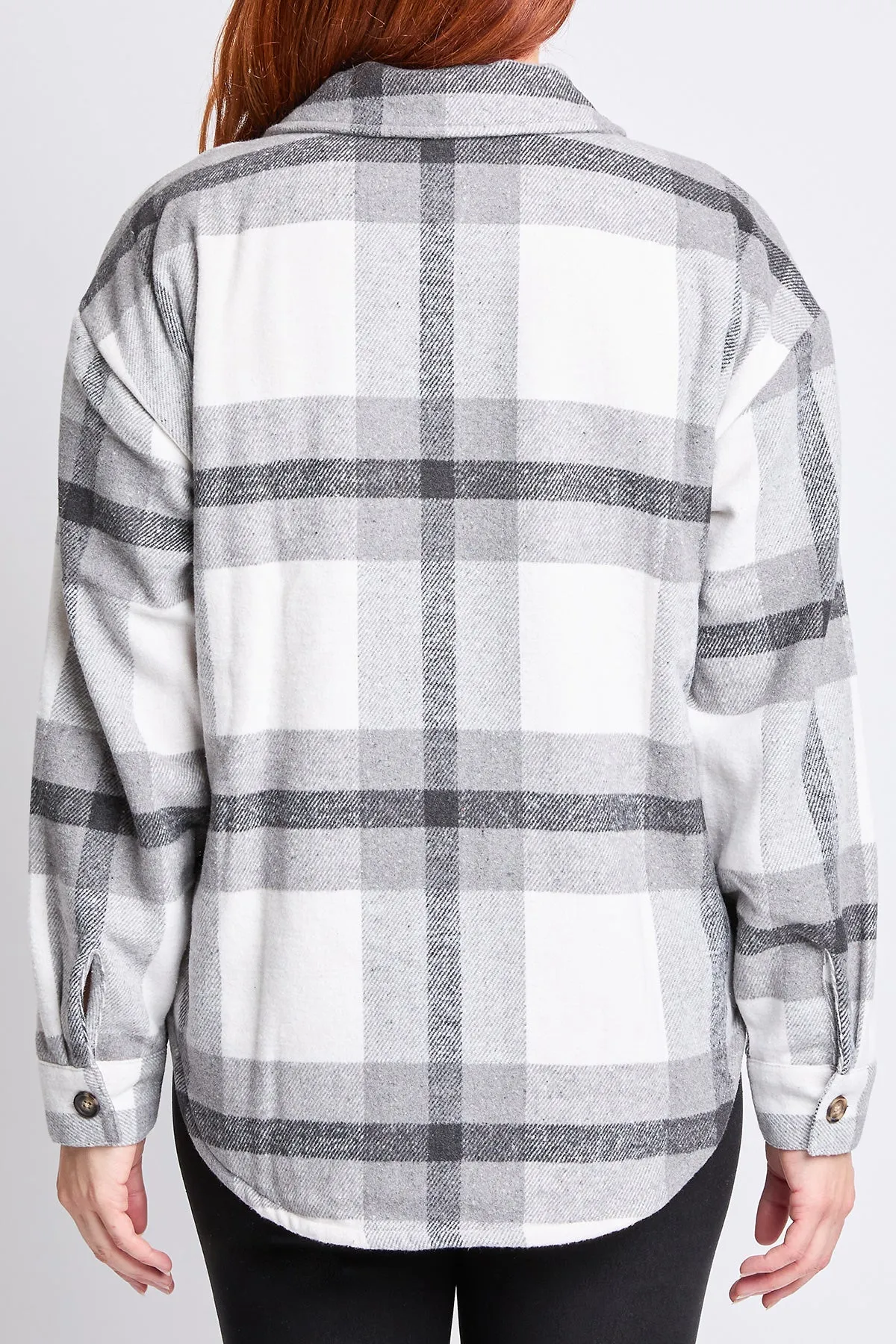 Oversized Plaid Flannel Shacket W/Sherpa Lining, Pack of 6 (Ship 10/31/24)