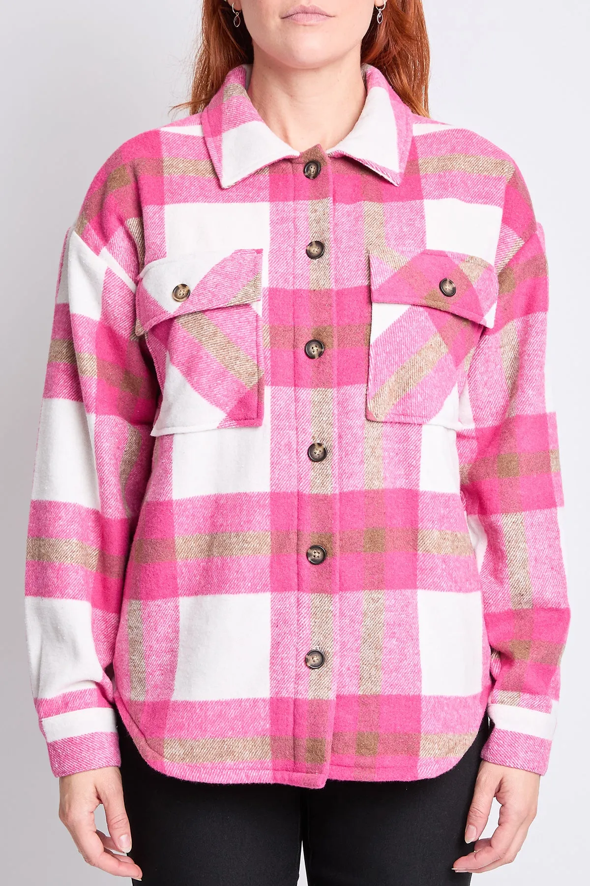 Oversized Plaid Flannel Shacket W/Sherpa Lining, Pack of 6 (Ship 10/31/24)