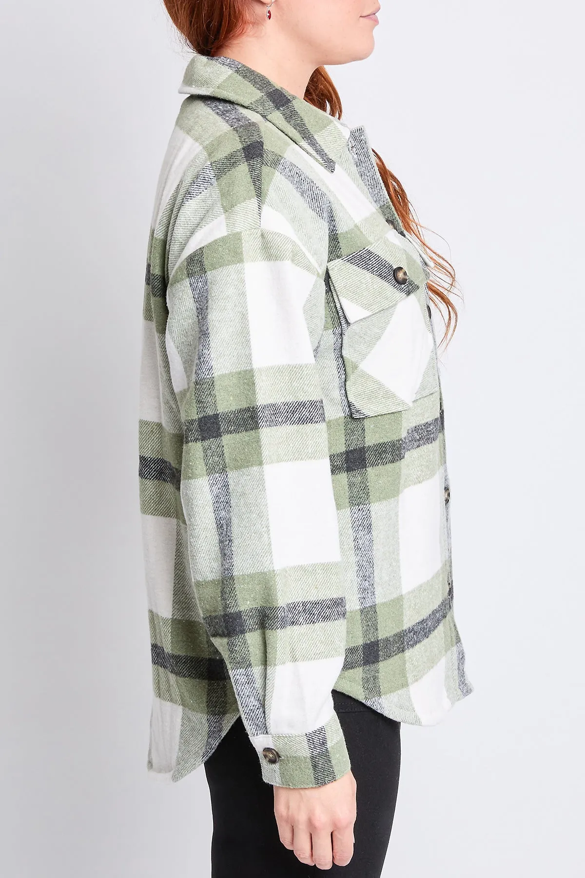 Oversized Plaid Flannel Shacket W/Sherpa Lining, Pack of 6 (Ship 10/31/24)