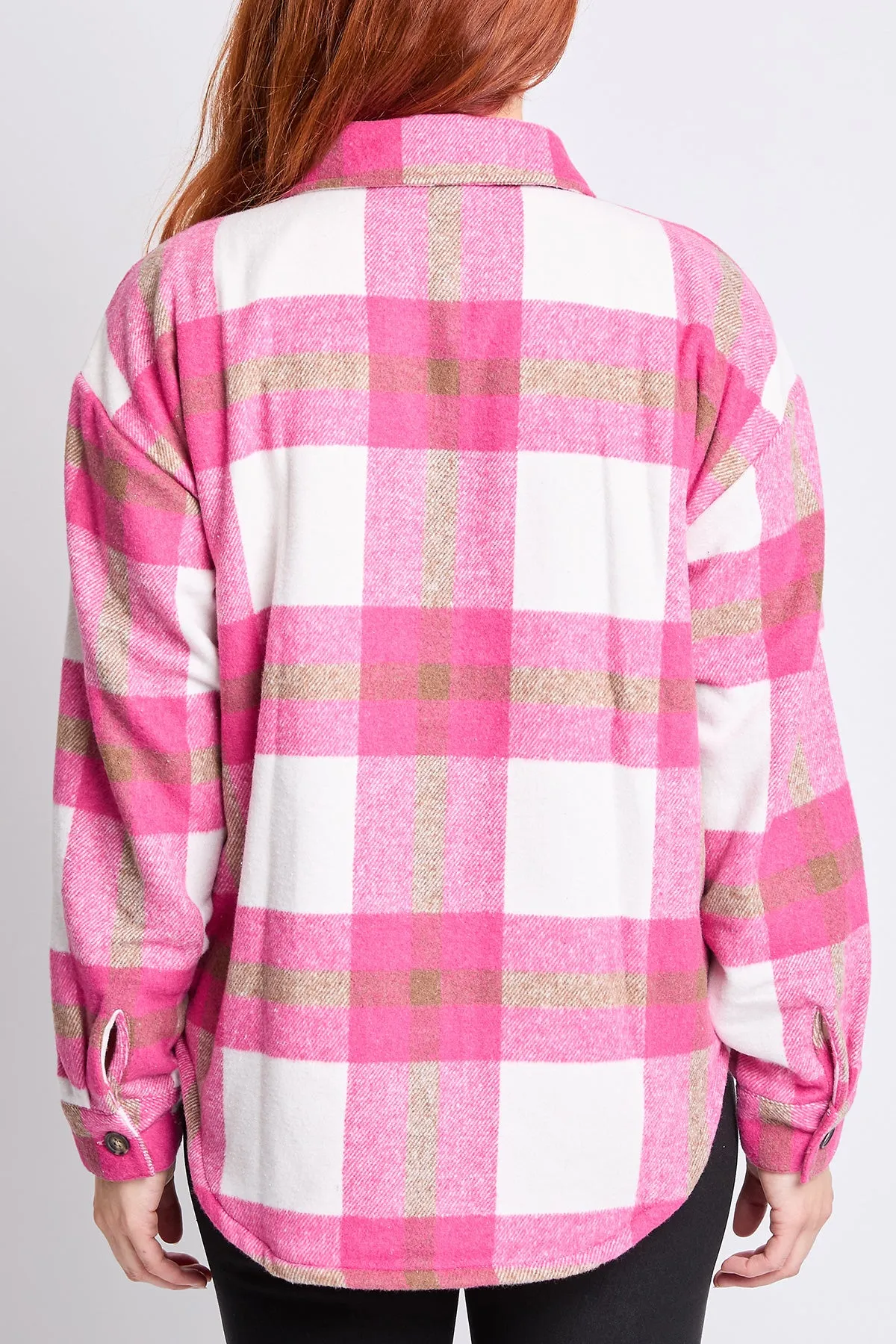 Oversized Plaid Flannel Shacket W/Sherpa Lining, Pack of 6 (Ship 10/31/24)