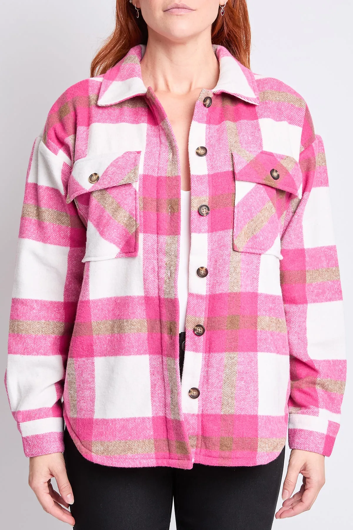 Oversized Plaid Flannel Shacket W/Sherpa Lining, Pack of 6 (Ship 10/31/24)