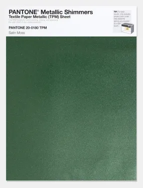 Pantone Metallic Shimmers Textile Paper Metallic Sheet 20-0180 Satin Moss Pantone Metallic Shimmers Textile Paper Metallic Sheet 20-0180 Satin Moss