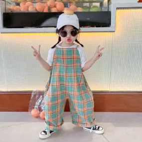 Plaid Wide Leg Dungarees Jumpsuit Plaid Wide Leg Dungarees Jumpsuit