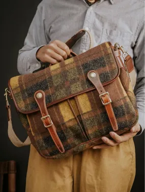 Plaid Wool Bag Tweed Bag, Women Cowhide Leather Bag, Trendy Fall Winter 2022-2023 Emerald Green Bag, Men Shoulder Strap Hobo Bag Plaid Wool Bag Tweed Bag, Women Cowhide Leather Bag, Trendy Fall Winter 2022-2023 Emerald Green Bag, Men Shoulder Strap Hobo Bag