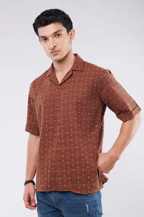 Polka Dots Cuban Shirt - Brown Polka Dots Cuban Shirt - Brown