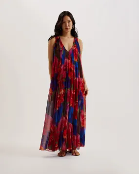 Rabiusa Organza Tropical Bloom V Neck Maxi Dress Multicolor Rabiusa Organza Tropical Bloom V Neck Maxi Dress Multicolor