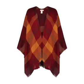 Rampage Women's Checkerboard Plaid Herringbone Woven Ruana Open Front Shawls - Stylish Wrap Cape Rampage Women's Checkerboard Plaid Herringbone Woven Ruana Open Front Shawls - Stylish Wrap Cape