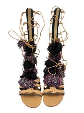 Rebecca Minkoff Size 9 'Eve' Leather Gladiator Tassel Pom Pom Sandals Rebecca Minkoff Size 9 'Eve' Leather Gladiator Tassel Pom Pom Sandals