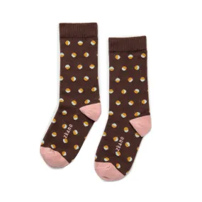 Retro Dots - Organic Cotton Crew Socks - Cocoa Retro Dots - Organic Cotton Crew Socks - Cocoa