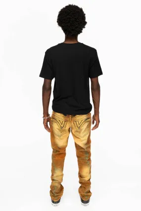 ROBIN'S MENS SLIM LONG FLAP JEANS WITH CRYSTALS IN 4D LIGHT PERU ROBIN'S MENS SLIM LONG FLAP JEANS WITH CRYSTALS IN 4D LIGHT PERU