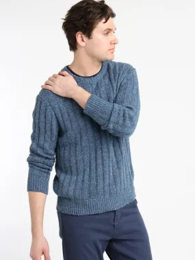 Spring Navy Rib-Knit Silk-Linen Sweater Spring Navy Rib-Knit Silk-Linen Sweater