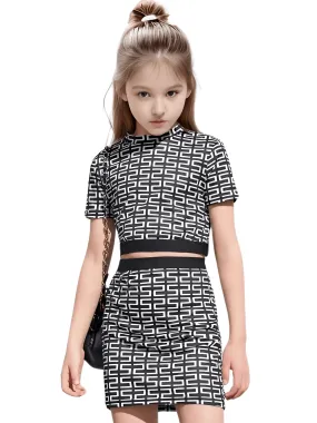 Summer Girls Skirt Suit T-Shirt Skirt Plaid Pattern Fashion Children's Clothing 7-14Y Summer Girls Skirt Suit T-Shirt Skirt Plaid Pattern Fashion Children's Clothing 7-14Y