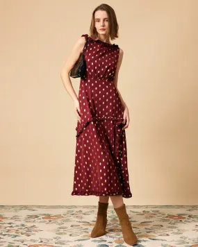 The Polka Dot Sleeveless Slit Midi Dress The Polka Dot Sleeveless Slit Midi Dress