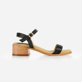 The Social Heeled Sandal Black Micro Pebble The Social Heeled Sandal Black Micro Pebble