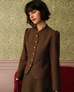 The Solid Retro Single-breasted Tweed Jacket The Solid Retro Single-breasted Tweed Jacket
