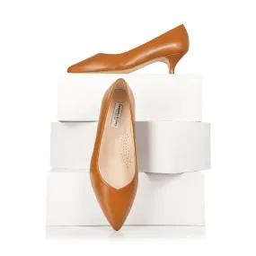 Tilda Extra-Wide Fit Kitten Heels - Tan Leather Tilda Extra-Wide Fit Kitten Heels - Tan Leather
