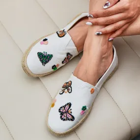 TOMS X Fizzy Goblet Satin Butterfly Sweetheart White Espadrilles TOMS X Fizzy Goblet Satin Butterfly Sweetheart White Espadrilles
