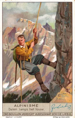 Vintage Alpine Climbing Poster - Rapelling Vintage Alpine Climbing Poster - Rapelling