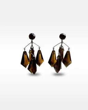 Vogue Brown Plastic Chandelier Clip Earrings Vogue Brown Plastic Chandelier Clip Earrings