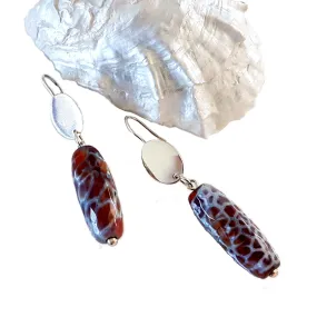 Winterfell Earrings - Beautiful Agate Gemstone Barrel Dangle | KJ-023E | Artisan Earrings Winterfell Earrings - Beautiful Agate Gemstone Barrel Dangle | KJ-023E | Artisan Earrings